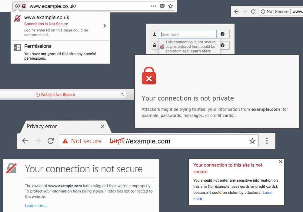http not secure website examples